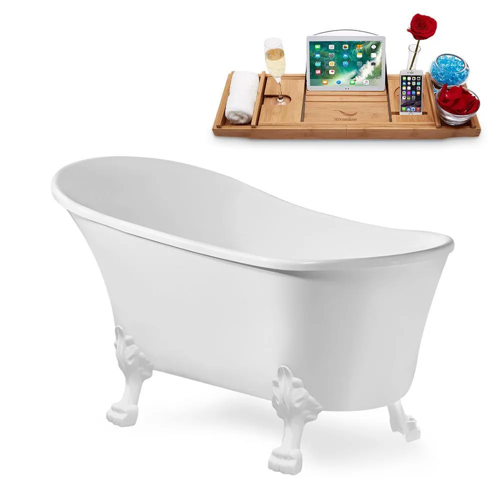 Streamline 67 in. Acrylic Clawfoot Non-Whirlpool Bathtub in White, photo 2 of 7