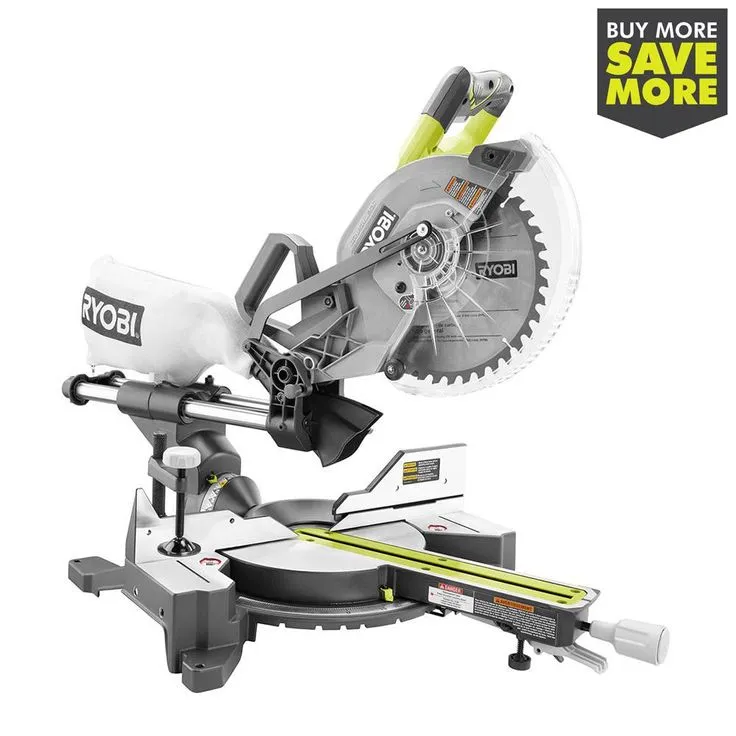 RYOBI 18-Volt ONE+ONE Cordless Brushless 10 in. Dual Bevel Sliding Miter Saw with 2.0 Ah Battery and Charger Kit, photo 5 of 9