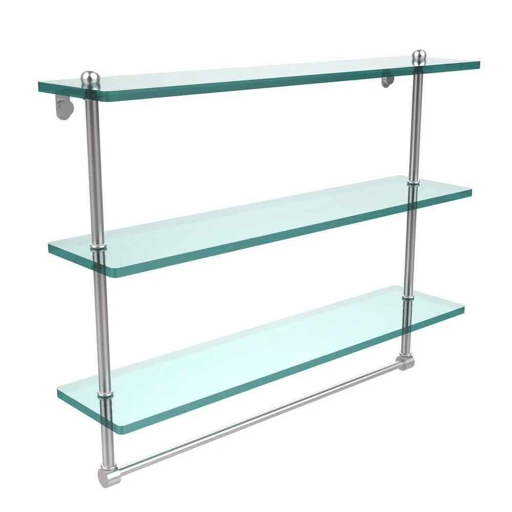Allied Brass 22 in. L x 18 in. H x 5 in. W 3-Tier Clear Glass Bathroom Shelf with Towel Bar in Oil Rubbed Bronze, photo 6 of 15