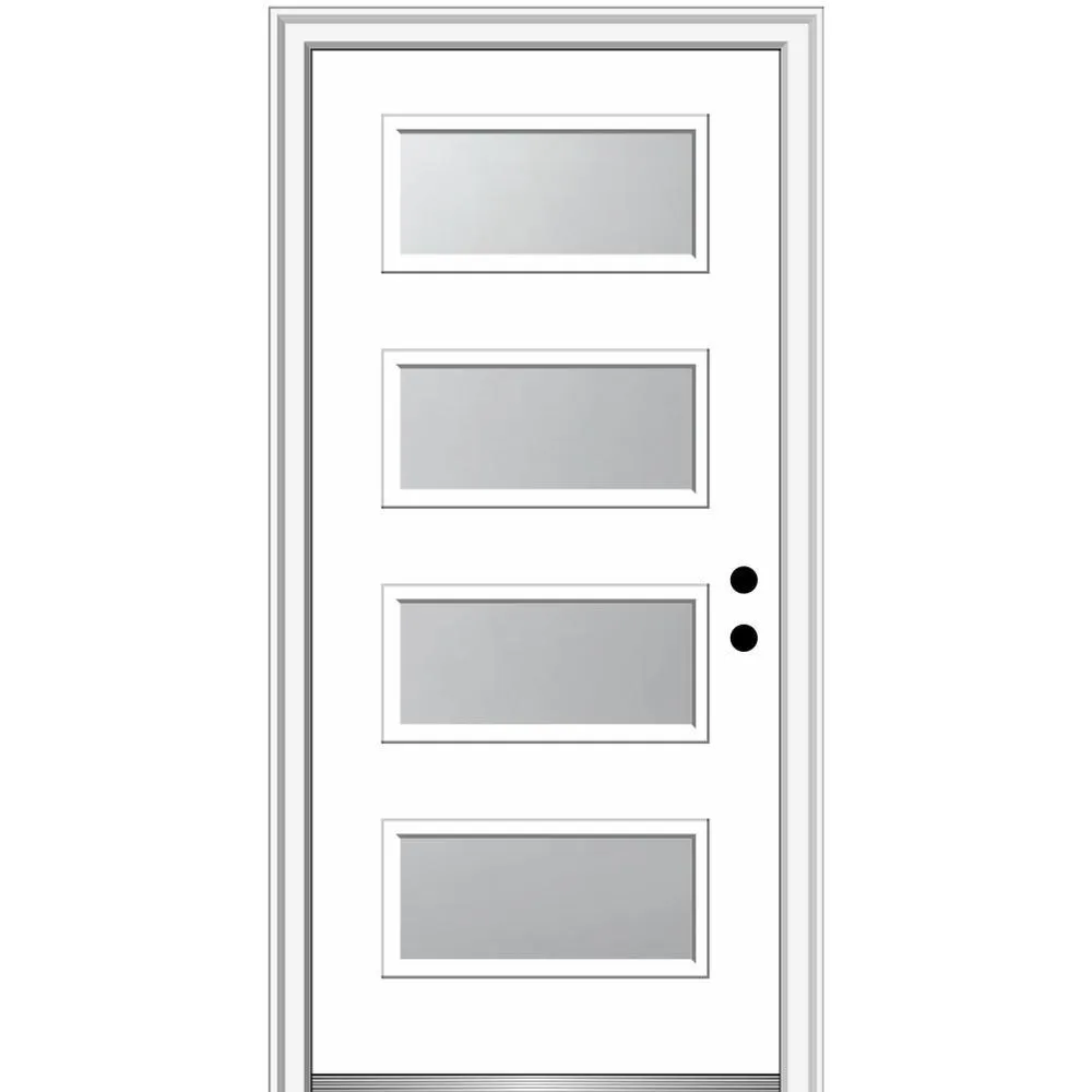 MMI Door 36 in. x 80 in. Celeste Left-Hand Inswing 4-Lite Frosted Glass Painted Steel Prehung Front Door on 6-9/16 in. Frame, photo 41 of 52