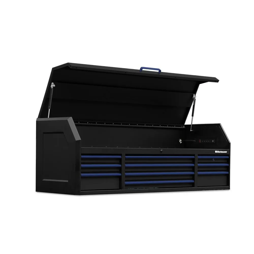 24 in. x 72 in. 26-Drawer Tool Chest and Cabinet Combo with Power and USB Outlets in Black and Blue, photo 8 of 15