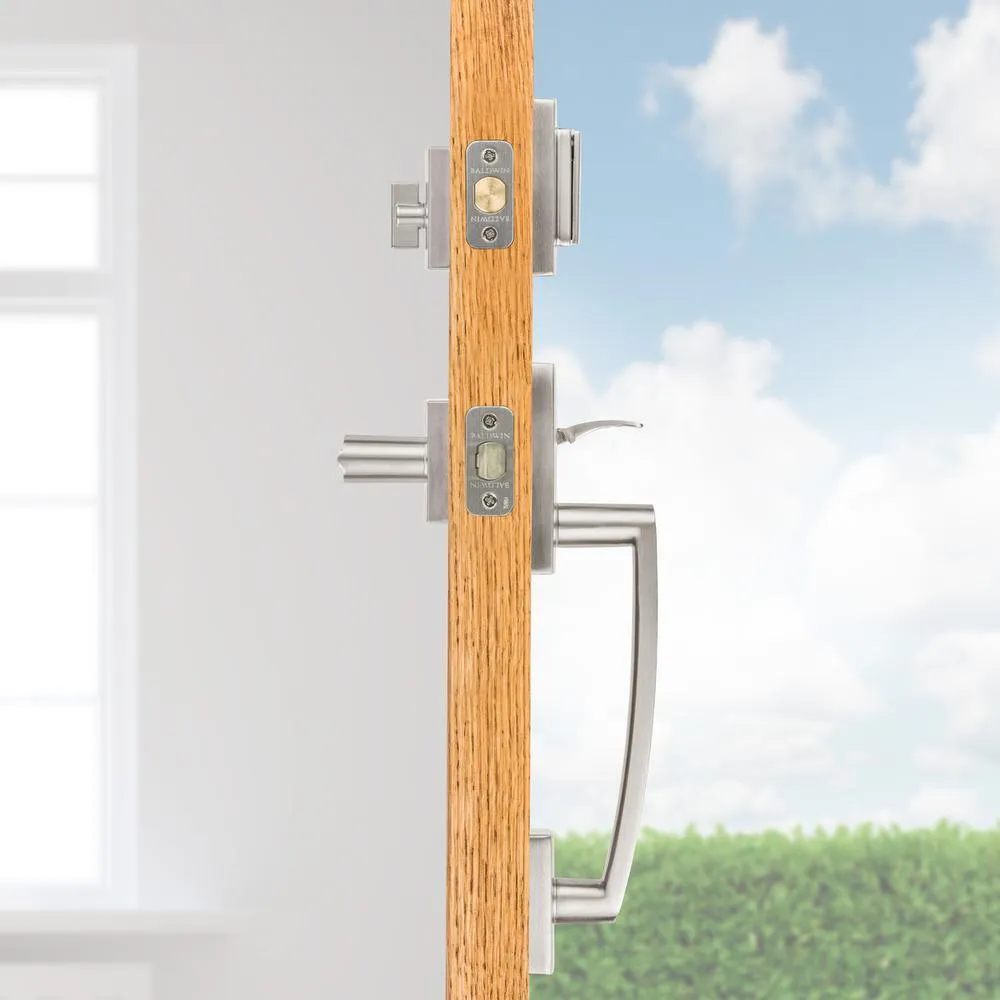 Prestige Spyglass Single Cylinder Satin Nickel Door Handleset with Square Spyglass Door Lever Feat SmartKey Security, photo 12 of 16