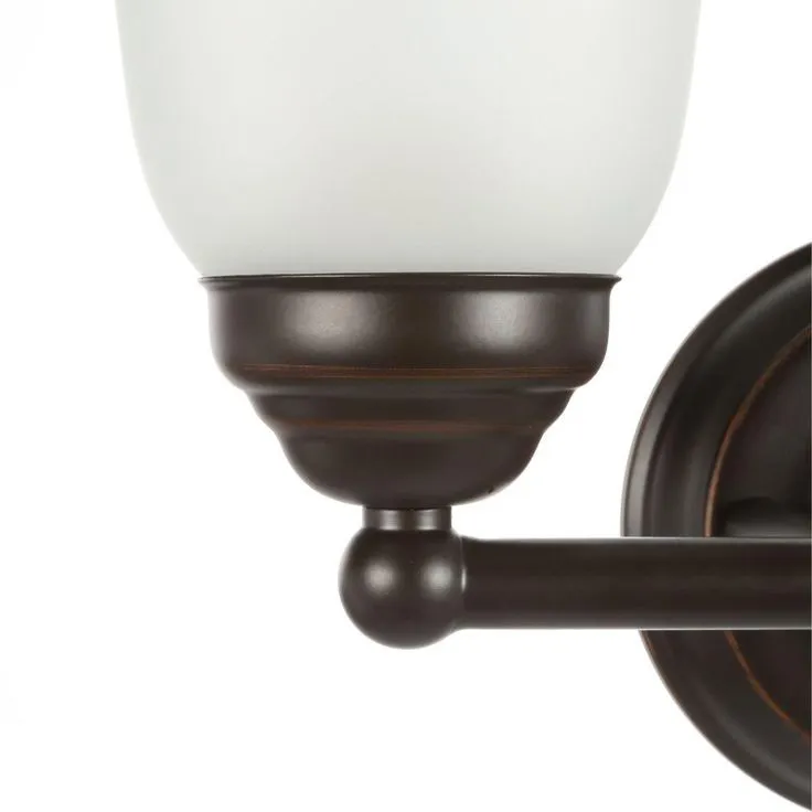 Ashhurst 2-Light Oil Rubbed Bronze Vanity Light with Frosted Glass Shades, photo 2 of 11