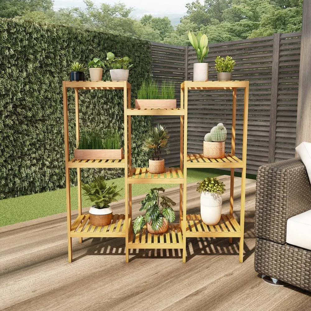 Pure Garden 3-Tier Bamboo Shelving Unit (13 in. W x 40 in. H x 38 in. D), photo 7 of 7