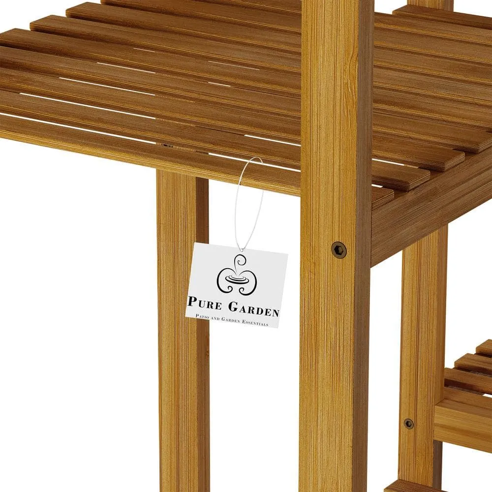 Pure Garden 3-Tier Bamboo Shelving Unit (13 in. W x 40 in. H x 38 in. D), photo 6 of 7