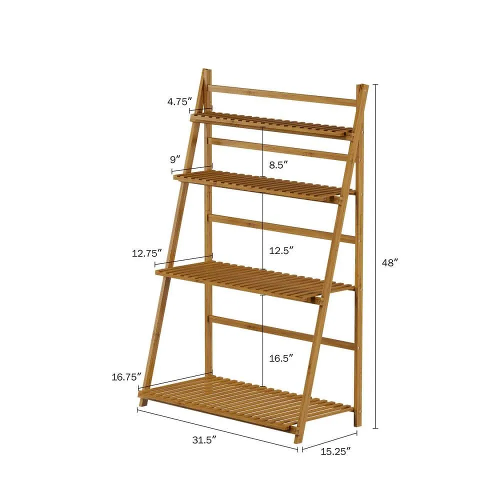 Pure Garden Bamboo 4-Tier Bamboo Shelving Unit (17 in. W x 48 in. H x 32 in. D), photo 2 of 7