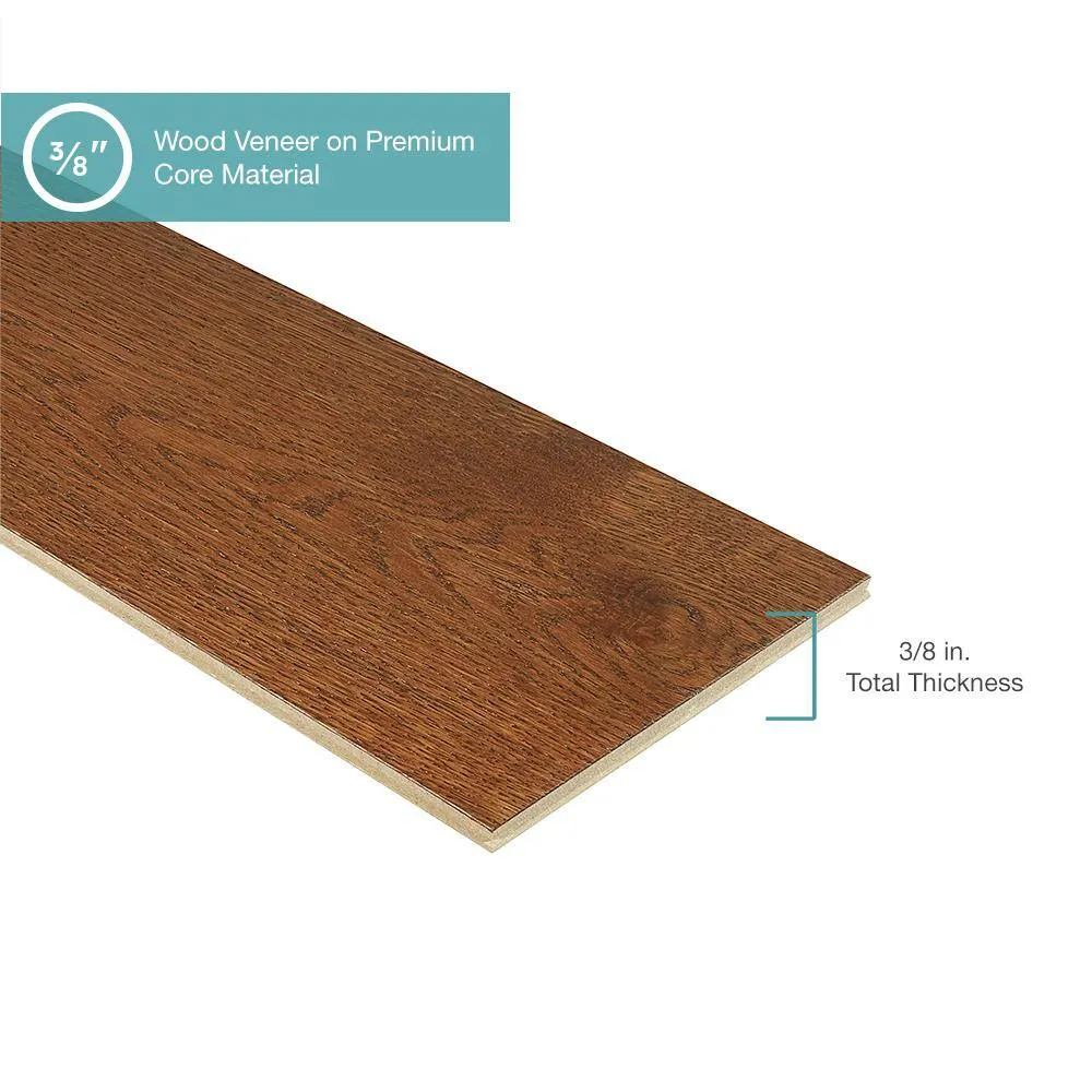 Pergo Defense+ Barnes Oak 3/8 in. T x 7.5 in. W Click Lock Distressed Engineered Hardwood Flooring (1104.3 sq.ft./pallet), photo 8 of 12
