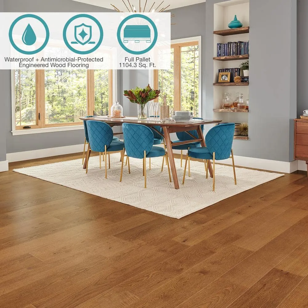 Pergo Defense+ Barnes Oak 3/8 in. T x 7.5 in. W Click Lock Distressed Engineered Hardwood Flooring (1104.3 sq.ft./pallet), photo 2 of 12