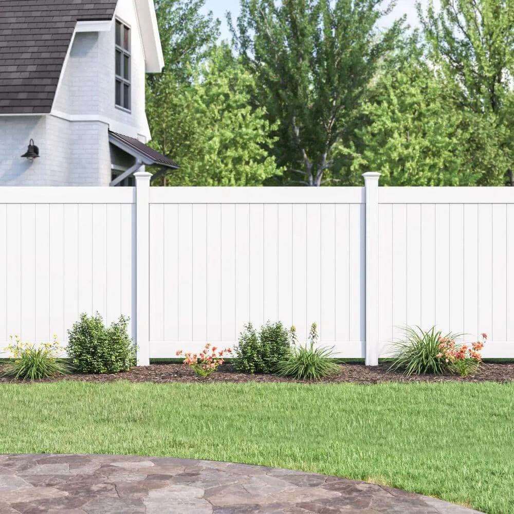 Barrette Outdoor Living 1.02 in. x 1.379 in. x 59.5 in. White Vinyl Fence U-Channel, photo 5 of 6
