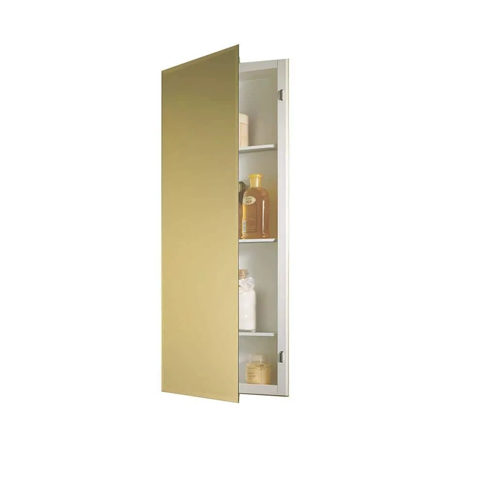 JENSEN Horizon 16 in. W x 36 in. H x 4-1/2 in. D Frameless Recessed 3-Shelf Bathroom Medicine Cabinet with Beveled Edge, photo 2 of 3