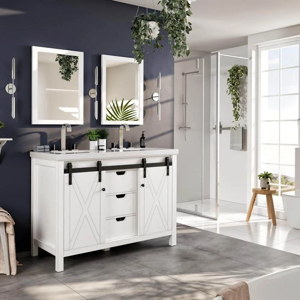 Eviva Dallas 48 in. W x 22 in. D x 34 in. H Bath Vanity in White with White Quartz Top, photo 3 of 3