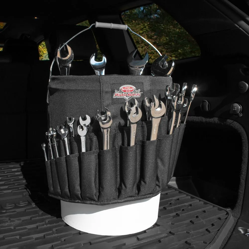 BUCKET BOSS Wrench Boss 5 Gal. Bucket Tool Organizer with 36 Pockets for Wrench Sets and Open Center Bulk Storage in Black, photo 8 of 8