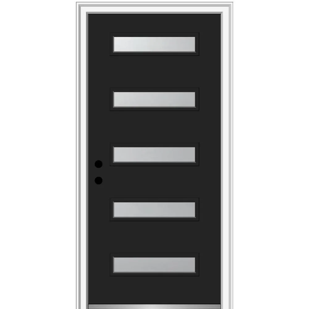 MMI Door 36 in. x 80 in. Davina Right-Hand Inswing 5-Lite Frosted Glass Painted Steel Prehung Front Door on 4-9/16 in. Frame, photo 9 of 42