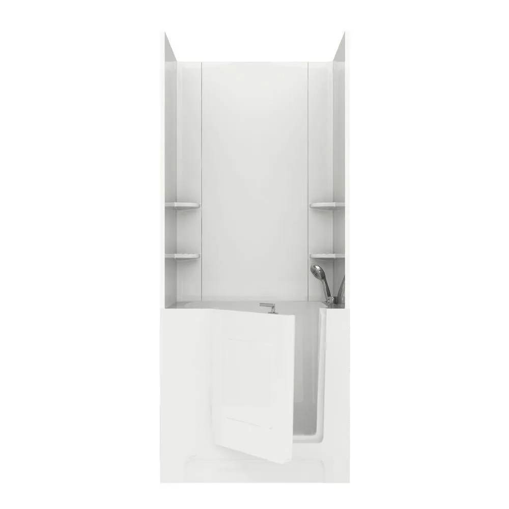 Universal Tubs Rampart Nova Heated 5 ft. Walk-in Whirlpool and Air Bathtub with Flat Easy Up Adhesive Wall Surround in White, photo 19 of 29