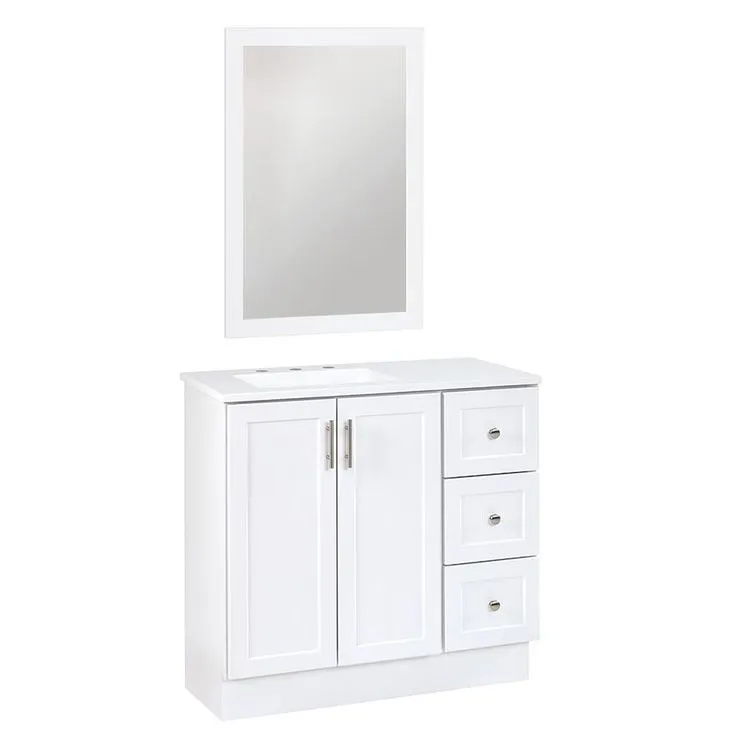 Style Selections 36.5-in White Single Sink Bathroom Vanity with White Cultured Marble Top (Mirror Included), photo 11 of 11