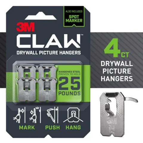 Claw Silver Drywall Picture Hanger, 25 lb Capacity, 4-Pack