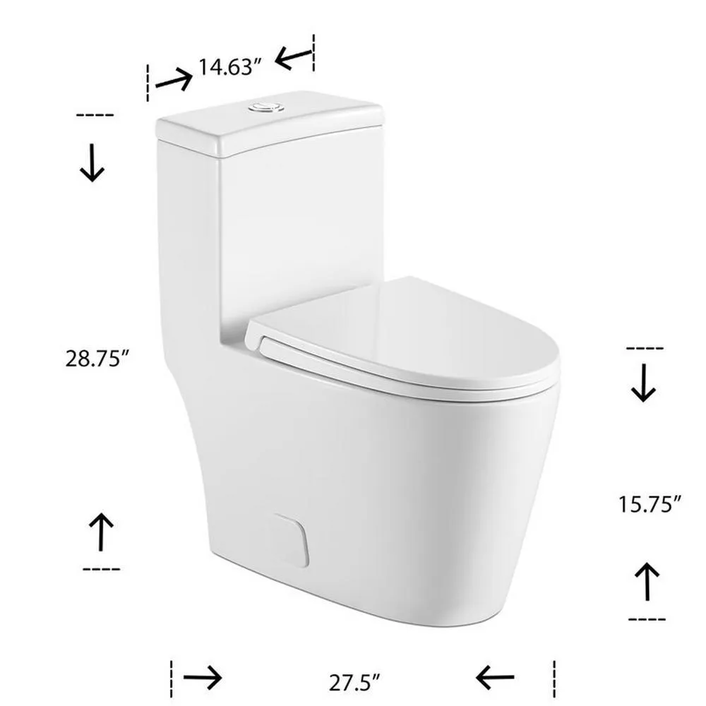 New Style Double Flush 1 Piece 0.8 / 1.28 GPF White Double Pumping Elongated Toilet With Chair, photo 7 of 8