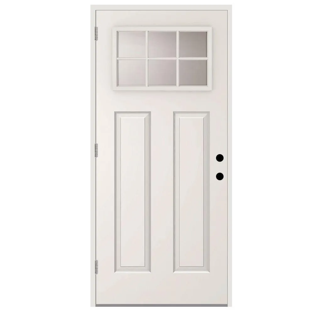 Steves & Sons 36 in. x 80 in. 6 Lite Left-Hand Outswing Primed White Steel Prehung Front Door with 4-9/16 in. Frame, photo 5 of 11