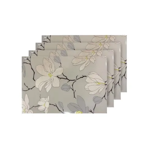 Magnolia Beige Reversible Metallic Printed Placemats (Set of 4)