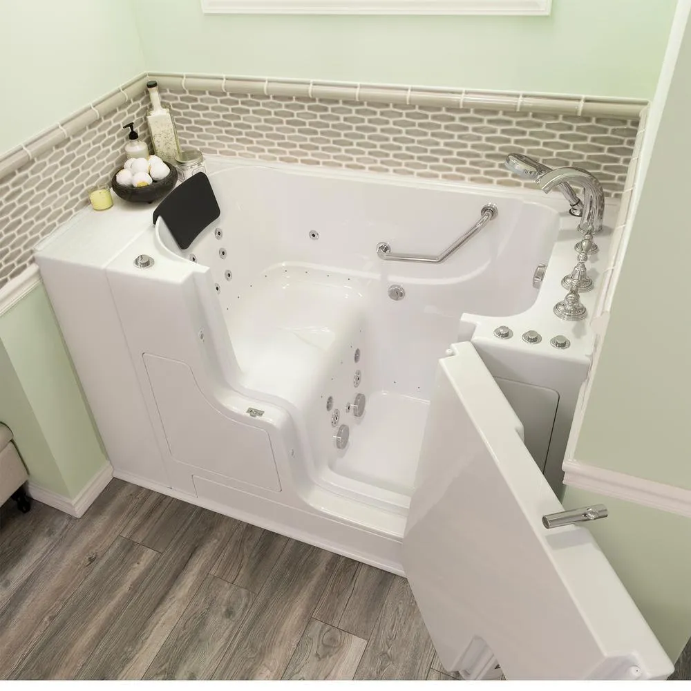 Gelcoat Premium 52 in. Right Hand Walk-In Whirlpool and Air Bathtub in White, photo 4 of 16
