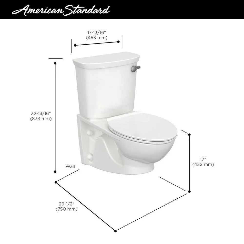 American Standard Glenwall VorMax 1.28 GPF Single Flush Wall-Hung Toilet, Left-Hand Trip Lever, White (Seat Not Included), photo 5 of 16