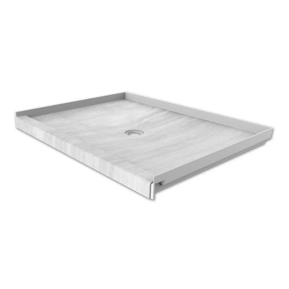 34 in. x 48 in. Single Threshold Shower Base with Center Drain in Calacatta White, photo 8 of 21