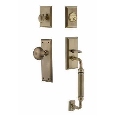 Visconti Single Cylinder Edged Bronze Door Handleset with Santo Interior