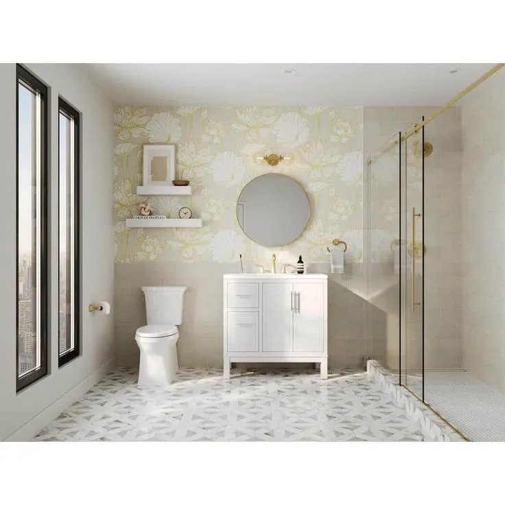 MSI Geometrica 12 in. x 12 in. x 10mm Bianco Dolomite Polished Marble Mesh-Mounted Mosaic Tile (10 sq. ft. / case), photo 6 of 8