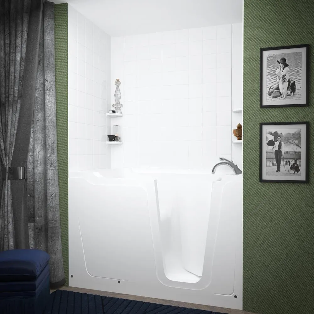 Rampart Nova Heated 5 ft. Walk-in Whirlpool Bathtub with 6 in. Tile Easy Up Adhesive Wall Surround in White, photo 11 of 11