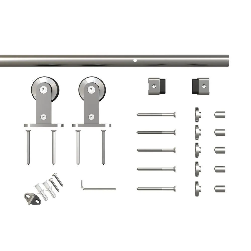 CALHOME 30 in. x 80 in. White Primed Composite Wood Barn Door Slab with Hardware Set, photo 3 of 5