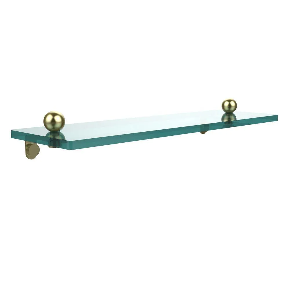 Allied Brass 16 in. L x 3 in. H x 5 in. W Clear Glass Vanity Bathroom Shelf in Satin Nickel, photo 3 of 14