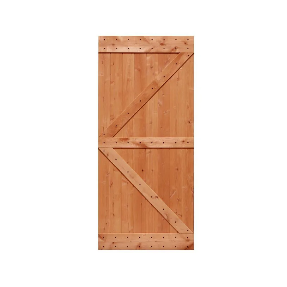 LUBANN 32 in. x 84 in. Ready-to-Assemble British Brace Hardwood Interior Sliding Barn Door Slab with Hardware Kit, photo 17 of 27