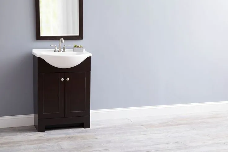 Style Selections Euro 24-in White Single Sink Bathroom Vanity with White Cultured Marble Top, photo 3 of 10