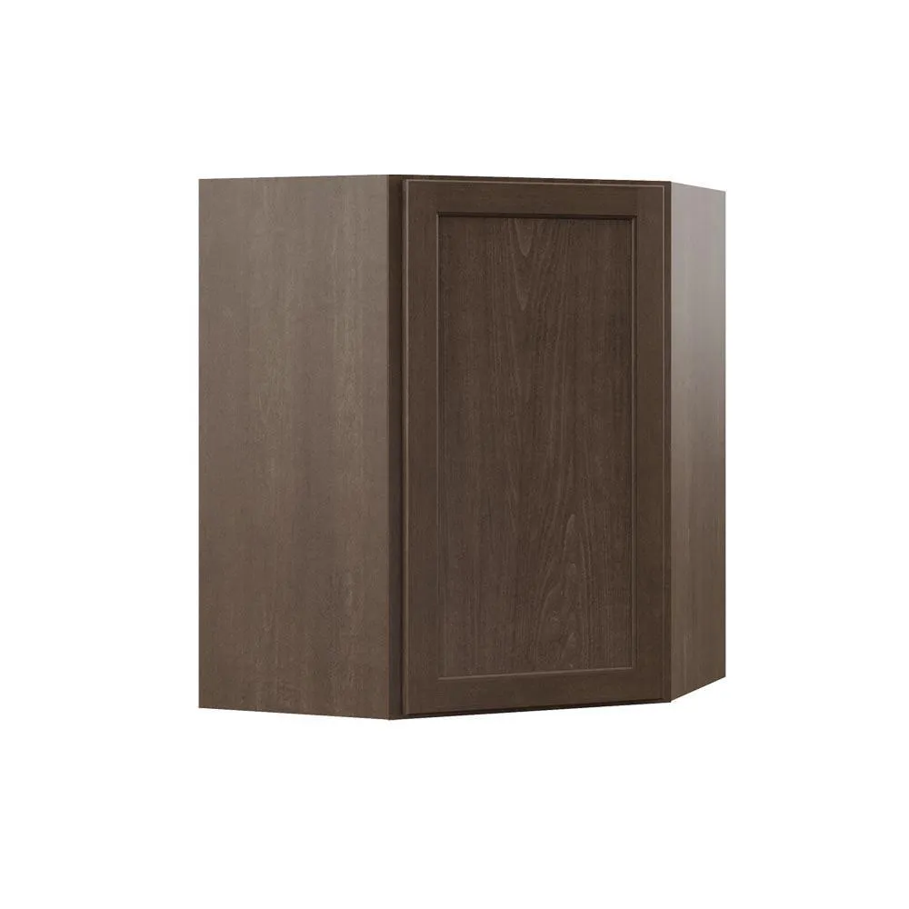 Shaker Assembled 24x30x12 in. Diagonal Corner Wall Kitchen Cabinet in Satin White, photo 15 of 25