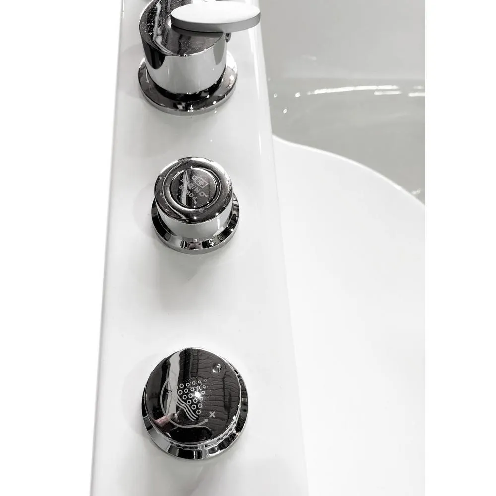Mimi with heater 68 in. Acrylic Center Drain Corner Alcove Whirlpool Bathtub in White, photo 9 of 9