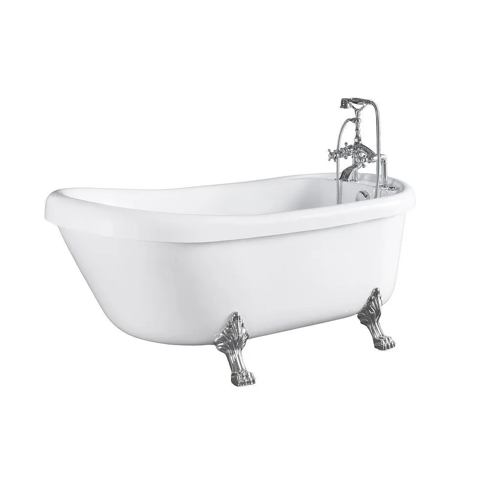 66.9 in. Acrylic Clawfoot Whirlpool Bathtub in White, photo 9 of 14