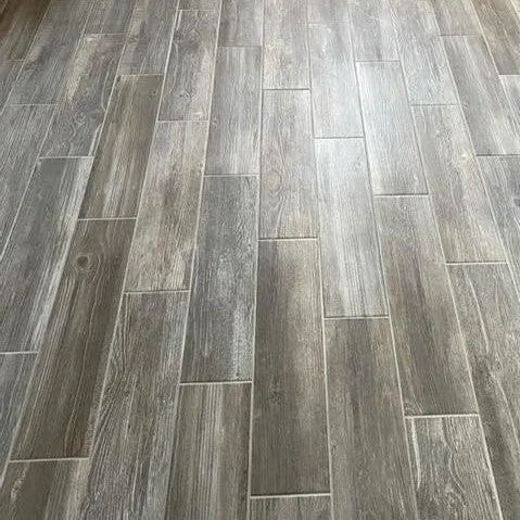 Style Selections Woods Natural 6-in x 24-in Glazed Porcelain Wood Look Floor Tile, photo 2 of 4