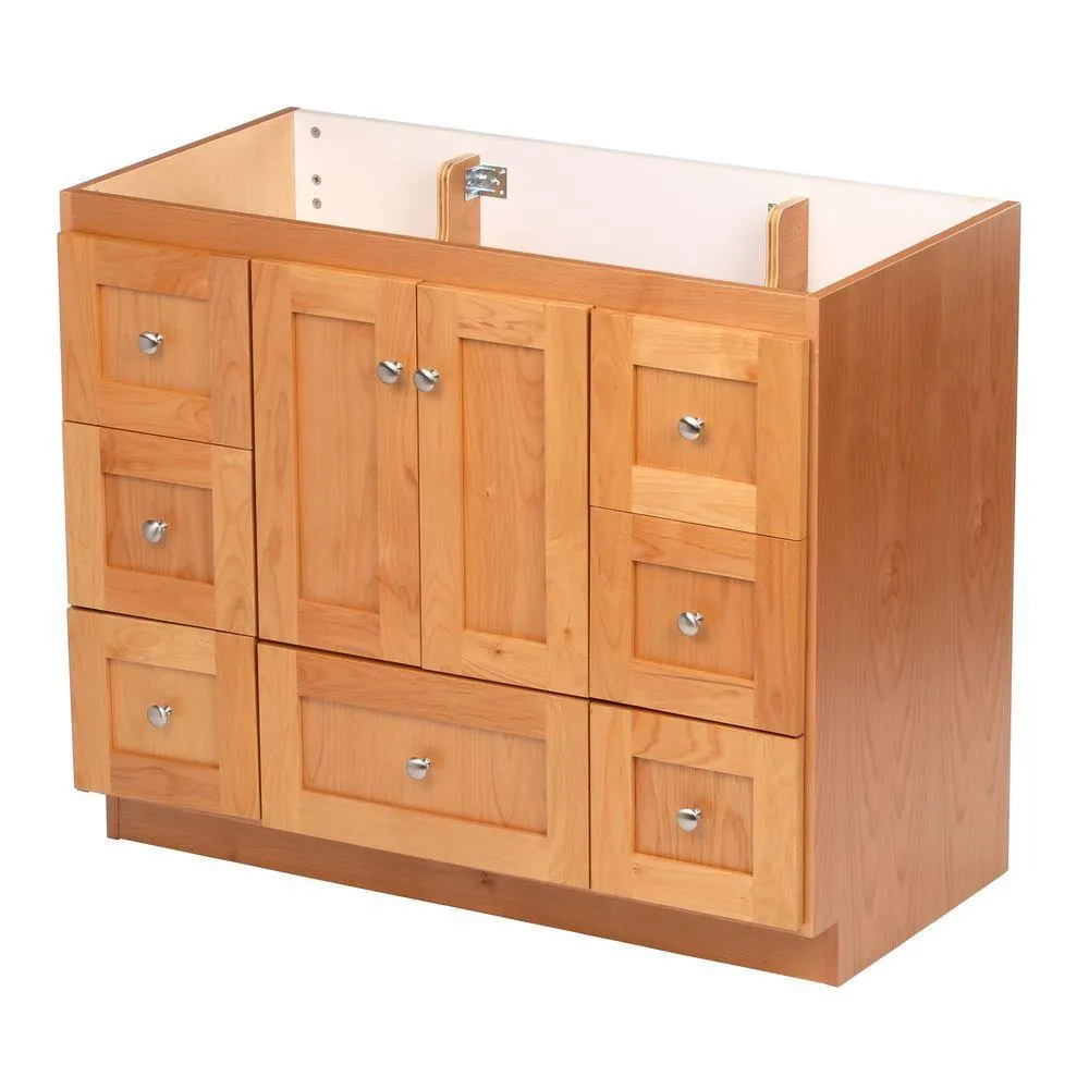 Shaker 42 in. W x 21 in. D x 34.5 in. H Vanity Cabinet Only in Natural Alder, photo 2 of 47