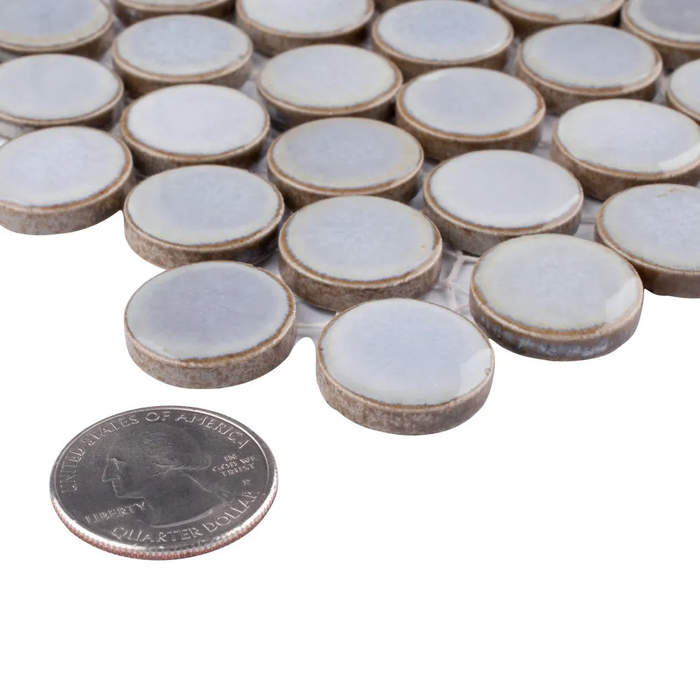 Merola Tile Hudson Penny Round Grey Eye 12 in. x 12 in. Porcelain Mosaic Tile, photo 3 of 8