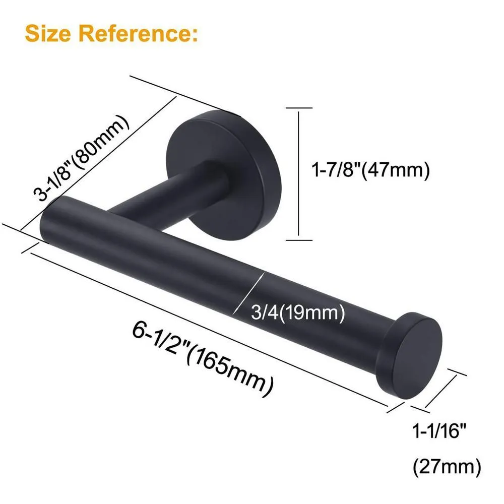 Wall Mounted Single Arm Toilet Paper Holder in Stainless Steel Matte Black, photo 7 of 10