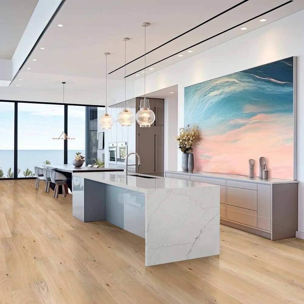 A&A Surfaces Woodridge Beach Buff Oak 0.28 in. x 6.5 in. Waterproof Wire Brushed Engineered Hardwood Flooring (1040.16 sq.ft./pallet), photo 3 of 10