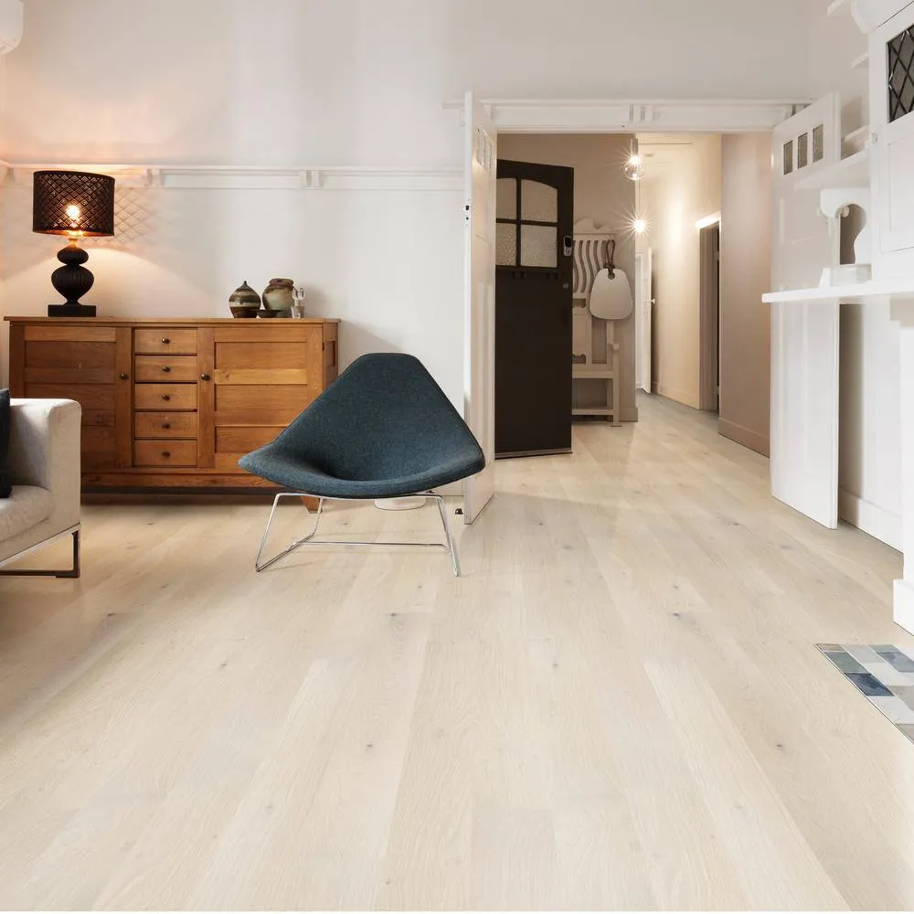 A&A Surfaces Woodridge Beach Buff Oak 0.28 in. x 6.5 in. Waterproof Wire Brushed Engineered Hardwood Flooring (1040.16 sq.ft./pallet), photo 5 of 10