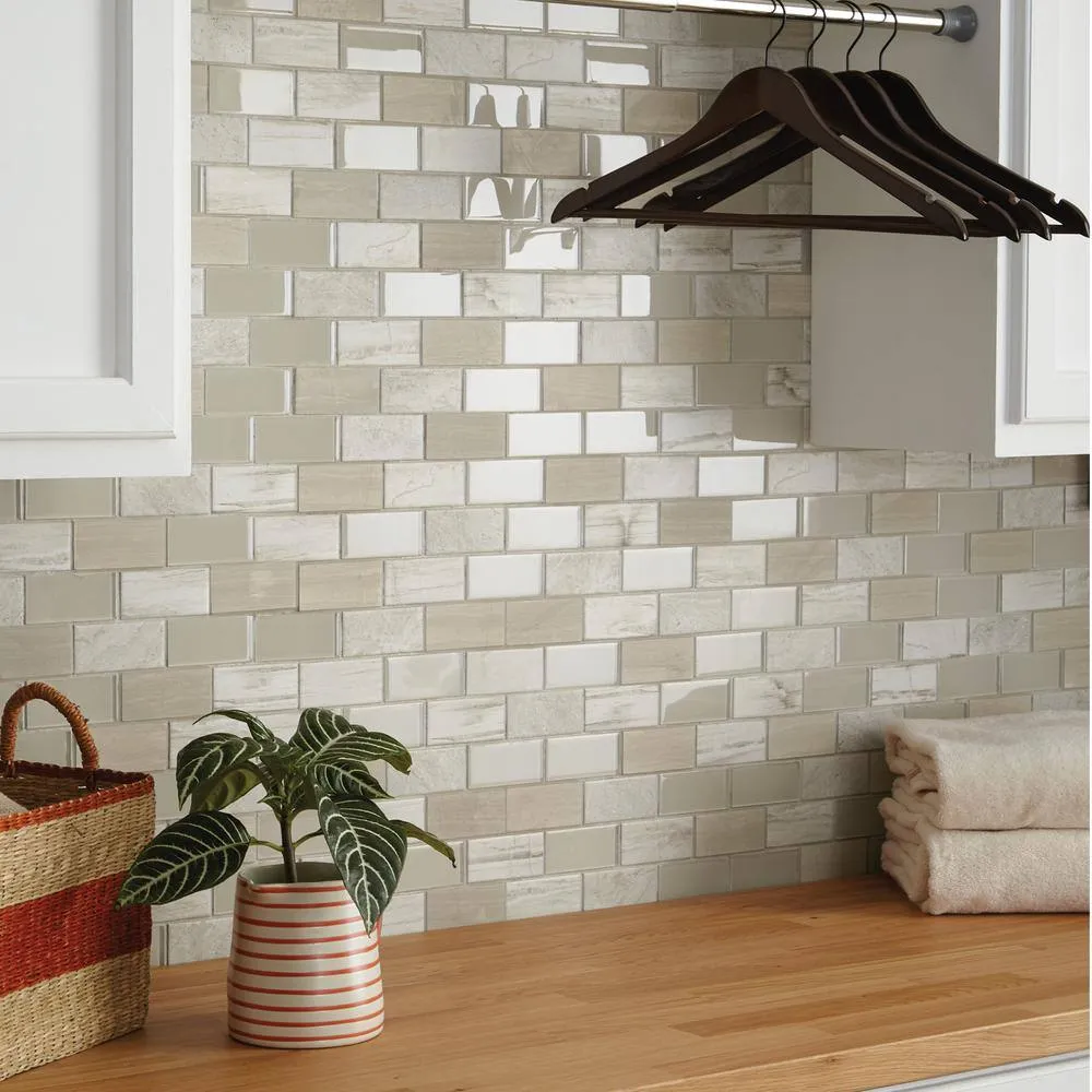 Daltile Premier Accents Beach Brick Joint 11 in. x 13 in. x 6 mm Glass Mosaic Wall Tile (0.9 sq. ft. / piece), photo 3 of 7