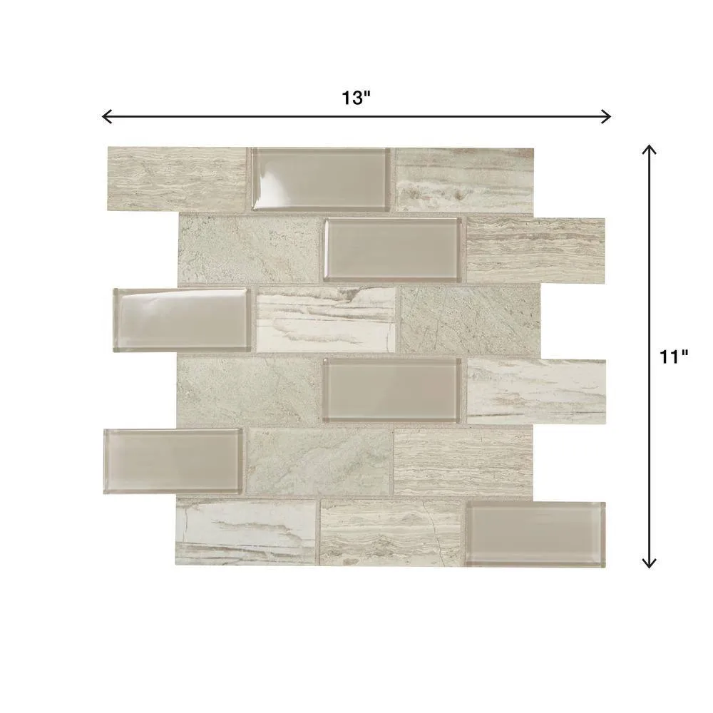 Daltile Premier Accents Beach Brick Joint 11 in. x 13 in. x 6 mm Glass Mosaic Wall Tile (0.9 sq. ft. / piece), photo 6 of 7