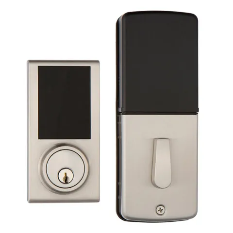 Satin Nickel Touchscreen ZWave Smartlock Single Cylinder Deadbolt