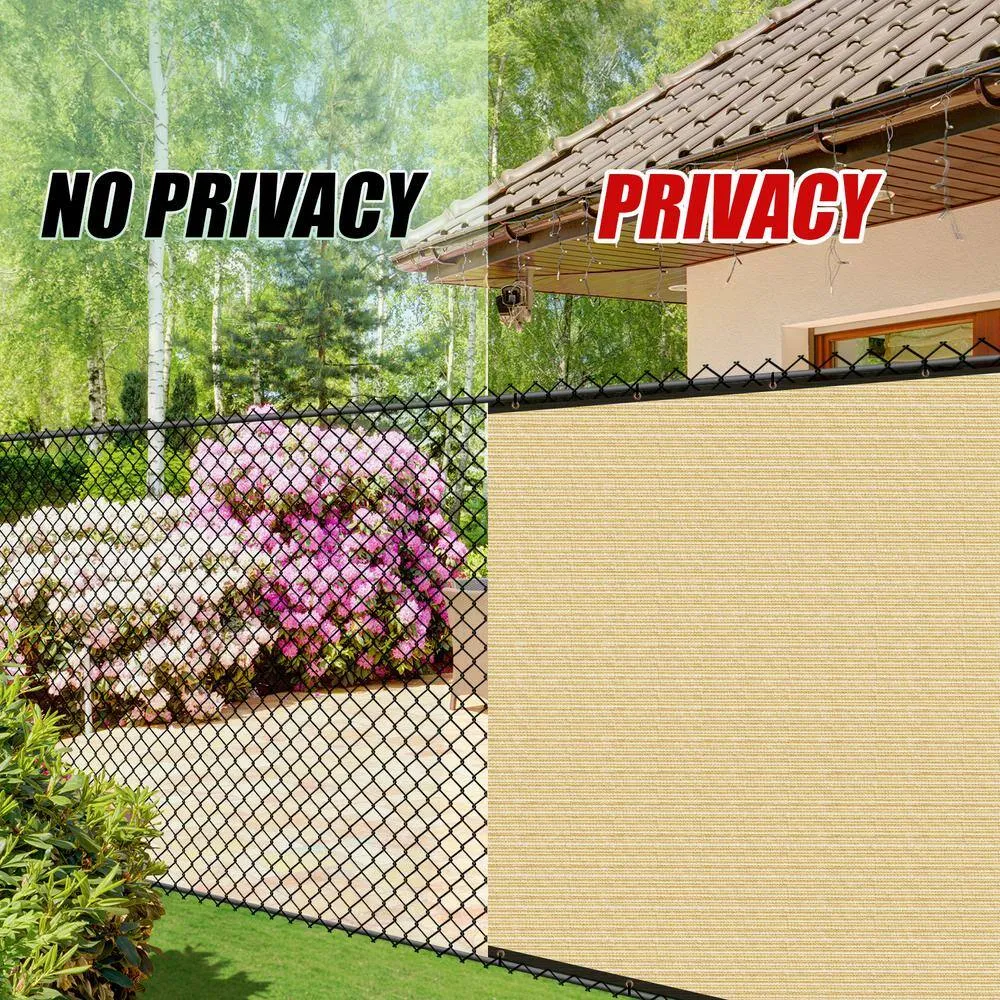 COLOURTREE 5 ft. x 100 ft. Beige Privacy Fence Screen HDPE Mesh Windscreen with Reinforced Grommets for Garden Fence (Custom Size), photo 10 of 12