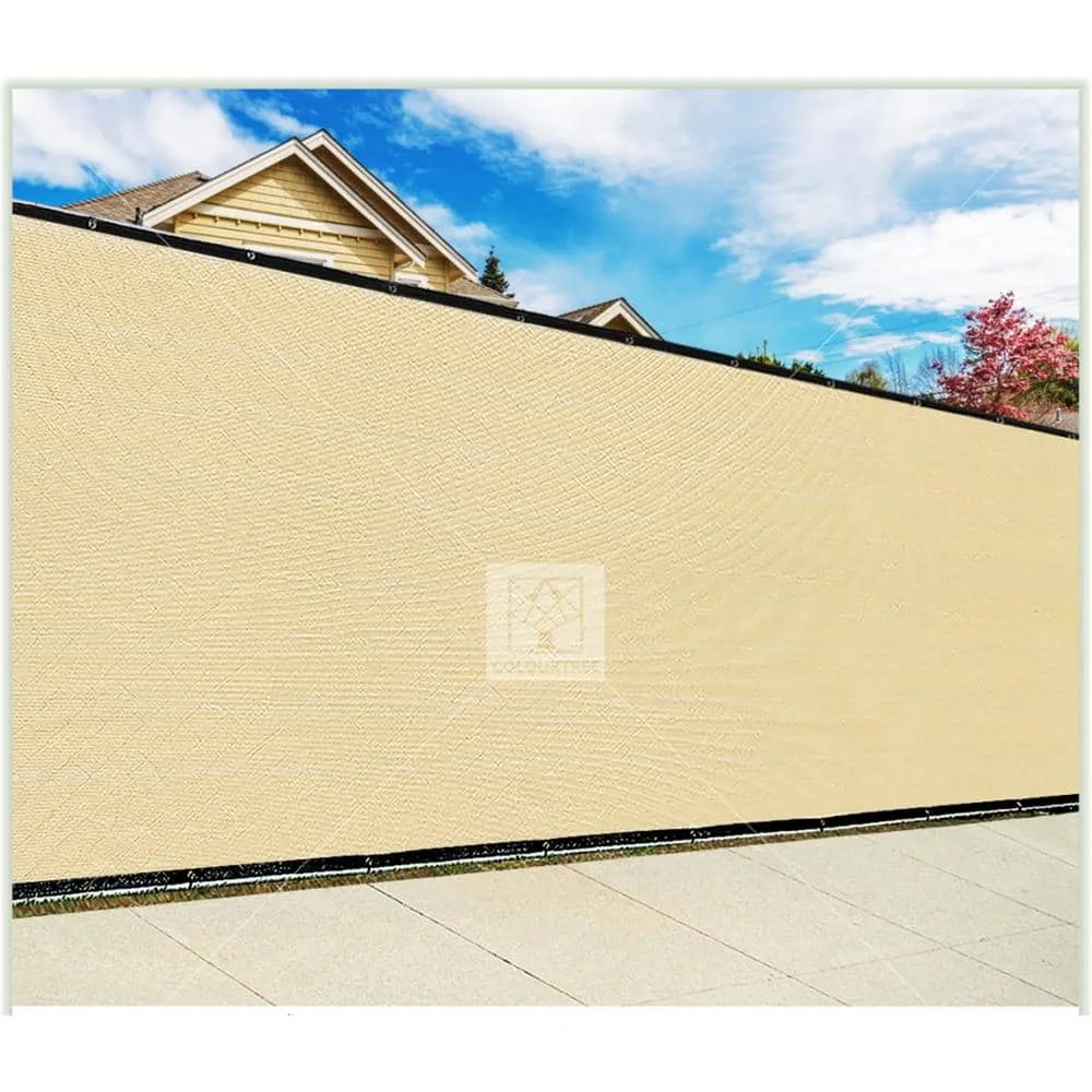 COLOURTREE 8 ft. x 10 ft. Beige Privacy Fence Screen Mesh Fabric Cover Windscreen with Reinforced Grommets for Garden Fence, photo 7 of 12