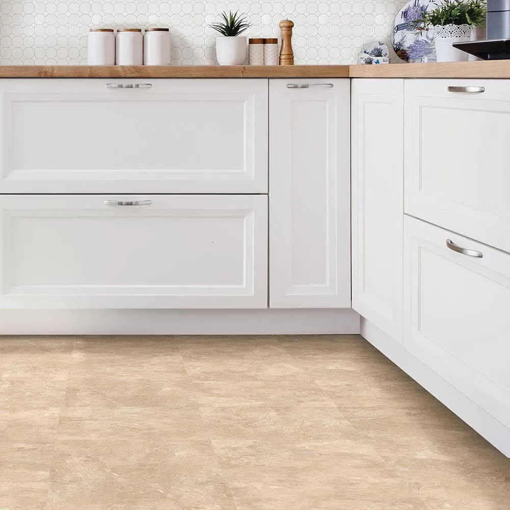 FloorPops Canyon 12 in. x 12 in. Peel and Stick Vinyl Floor Tiles, Beige Stone Look (20 Tiles, 20 sq. ft. Case), photo 4 of 8