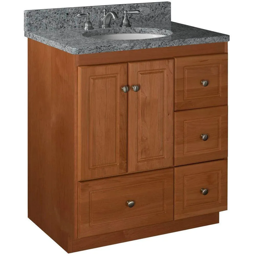 Ultraline 36 in. W x 21 in. D x 34.5 in. H Vanity with Right Drawers Cabinet Only in Natural Alder, photo 11 of 14