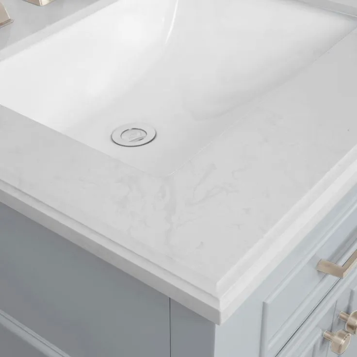 Melpark 60 in. W x 22 in. D Bath Vanity in Dove Grey with a Cultured Marble Vanity Top in White with White Sink, photo 9 of 11